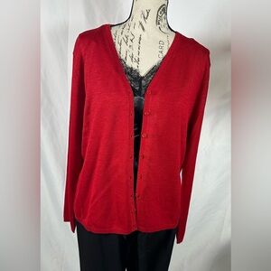 August Silk Red Women's Sweater Cardigan